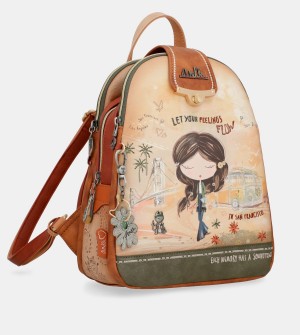 Mochilas Anekke Peace & Love Triple Compartment Mujer | 1804972-LK